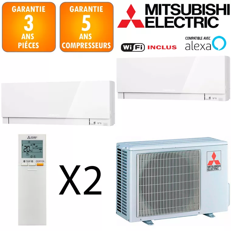 Mitsubishi Bi-split MXZ-2F53VF + MSZ-EF18VGKW + MSZ-EF35VGKW