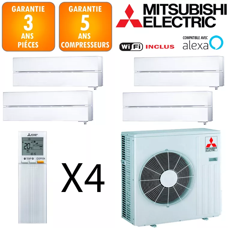 Mitsubishi Quadri-split MXZ-4F72VF + 3 X MSZ-LN18VGV + MSZ-LN25VGV