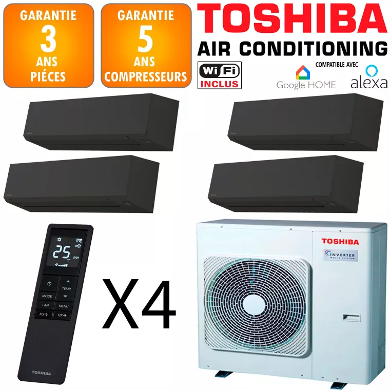 Toshiba Quadri-split Shorai RAS-4M27G3AVG-E + 3 X RAS-B07G3KVSGB-E + RAS-B10G3KVSGB-E