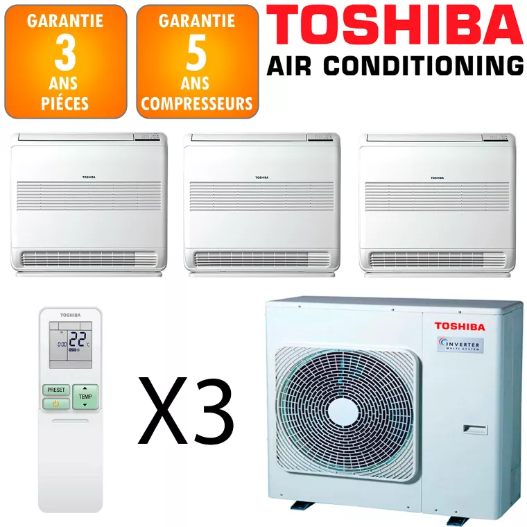Toshiba Tri-split Console RAS-4M27G3AVG-E + 2 X RAS-B10J2FVG-E + RAS-B13J2FVG-E