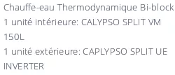Chauffe-eau Thermodynamique Calypso Connecté Split Inverter Vertical Mural 150L