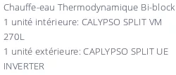 Chauffe-eau Thermodynamique Calypso Connecté Split Inverter Vertical Socle 270L