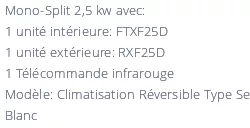 Climatiseur Mural Daikin Sensira FTXF25C + RXF25C