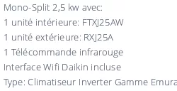 Climatiseur Daikin EMURA FTXJ25MW + RXJ25M