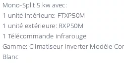 Climatiseur Mural Daikin FTXP50M + RXP50M