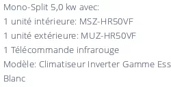 Climatiseur Réversible Mitsubishi MSZ-HR50VF