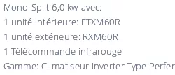 Climatiseur Daikin FTXM60R + RXM60R BLUEVOLUTION