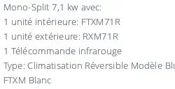 Climatiseur Daikin FTXM71R + RXM71R BLUEVOLUTION