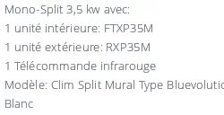 Climatiseur Mural Daikin FTXP35M + RXP35M