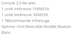 Climatiseur Console Daikin FVXM25A + RXM25R