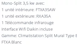 Climatiseur Daikin Stylish FTXA35AW + RXA35A