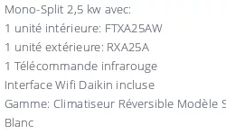 Climatiseur Daikin Stylish FTXA25AW + RXA25A