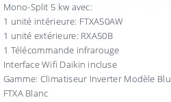 Climatiseur Daikin Stylish FTXA50AW + RXA50B