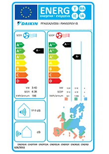 Etiquette énergétique Climatiseur cassette Daikin FFA35A + RXM35R