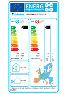 Etiquette énergétique Pack Climatiseur à faire poser Daikin URURU SARARA FTXZ25N
