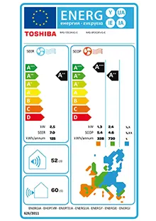 Etiquette énergétique Pack Climatiseur à faire poser Toshiba Seiya RAS-B10J2KVG-E